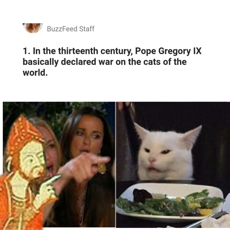 Cats escaping Pope Gregory IX in 1227